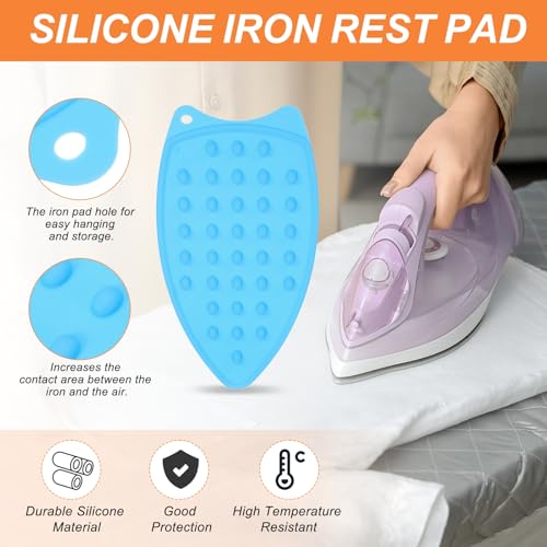 PATIKIL Silicone Iron Rest Pad, Multipurpose Hot Heat Resistant Iron Rest Plate Protective Pad for Ironing Board Hot Resistant Steamer Steam Compact Mat, Blue - color: Blue