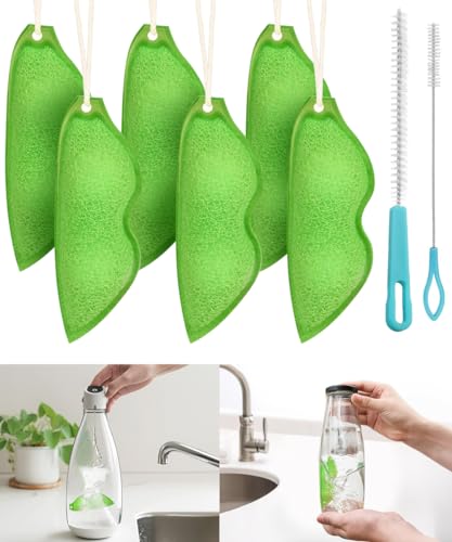 Magic Beans Bottle Cleaner,Sponge,Reuseable Bottle Cleaning Sponge, Heat Resistance Bottle Sponge for Internal Cleaning of Small Mouth(Green) - color: Green