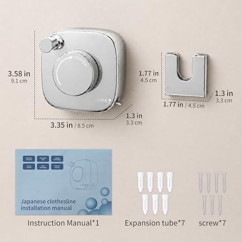 Retractable Clothesline Indoor/Outdoor, Portable Non-Sagging Wall Mounted Clothesline, Heavy Duty Stainless Steel Drying Laundry Line for Bathroom, Balconies, Apartment, Clothes Line - color: Chrome Silver