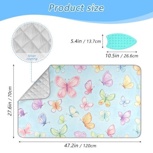 Ironing Mat Portable Ironing Pad Ironing Blanket for Table Top Heat Resistance Double-Side Using Travel Large 47.2 x 27.6 Inch Foldable Lightweight Colorful Butterfly - color: Colorful Butterfly