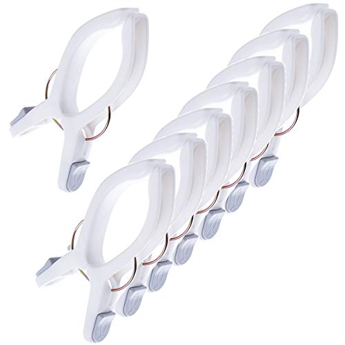 Foshine 8 Pack Large Clips for Beach Chairs, Plastic Clothes Clips White - color: 8 Pack-white