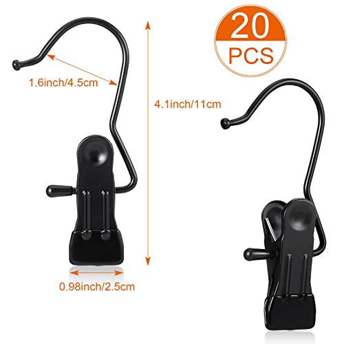 Hotop 20 Pieces Boot Hanger Clips Heavy Duty Closet Space Saving, Black - color: Black