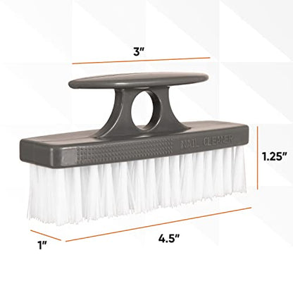 Superio Stiff Nail Brush Cleaner with Handle- 3 Pack Durable Brush Scrubber to Clean Toes, Fingernails, Hand Scrubber All Surface Cleaning, White Heavy Duty Scrub Brush Stiff Bristles, Easy to Hold - color: Gray, size: 3 Pack