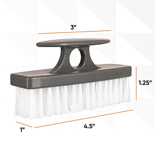 Superio Stiff Nail Brush Cleaner with Handle- 3 Pack Durable Brush Scrubber to Clean Toes, Fingernails, Hand Scrubber All Surface Cleaning, White Heavy Duty Scrub Brush Stiff Bristles, Easy to Hold - color: Gray, size: 3 Pack