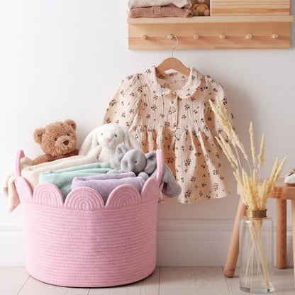LemonRoad Round Woven Basket Pink, 16" L X 16" W X 14" H - color: Pink, size: 16" L X 16" W X 14" H
