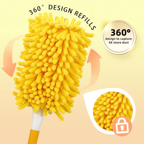 Reusable Chenille Duster Refill Compatible with Swiffer Duster - color: 6 Pack(multicolor)