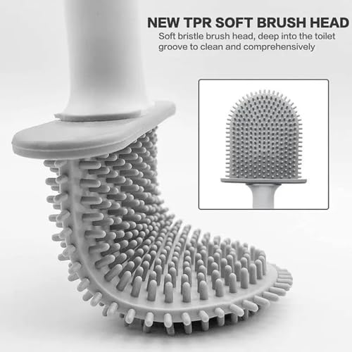 RV Silicone Toilet Brush with Holder, Drill-Free Wall Mounted Toilet Bowl Cleaner, Anti-Drip Anti-Roll Compact Brush for RV Camper & Small Bathroom (Orange) - color: Orange