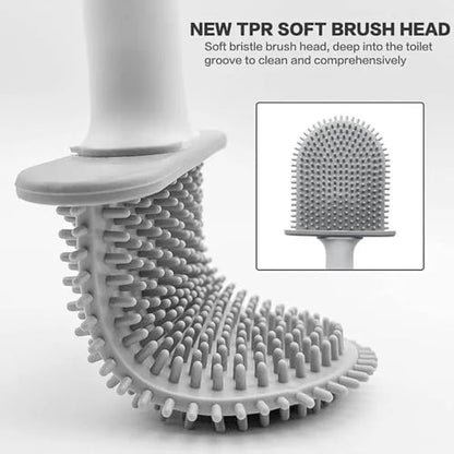 RV Silicone Toilet Brush with Holder, Drill-Free Wall Mounted Toilet Bowl Cleaner, Anti-Drip Anti-Roll Compact Brush for RV Camper & Small Bathroom (Green) - color: Green