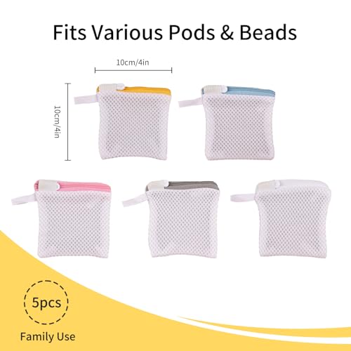 5pcs Laundry Pod Anti-Sticking Bags,Scent Beads Laundry Pouch,Small Mesh Laundry Bags，Durable Polyester Protection Bag For Scent Beads and Detergent Pods