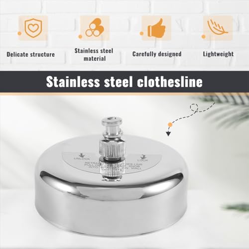 304 Stainless Steel Retractable Clothesline Indoor with 9.2FT Adjustable Nylon Rope, Wall Mounted Retractable Line String Clothes Line for Drying in Hotel, Bathroom, Laundry Outdoor Indoor