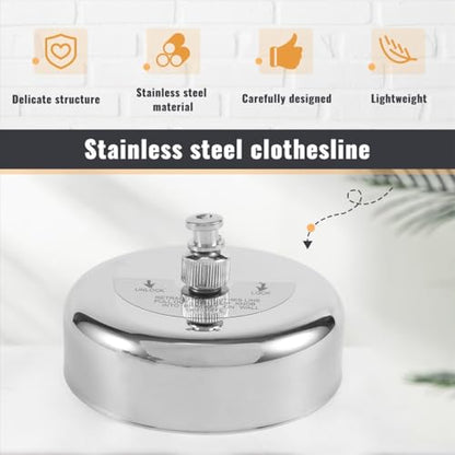 304 Stainless Steel Retractable Clothesline Indoor with 9.2FT Adjustable Nylon Rope, Wall Mounted Retractable Line String Clothes Line for Drying in Hotel, Bathroom, Laundry Outdoor Indoor