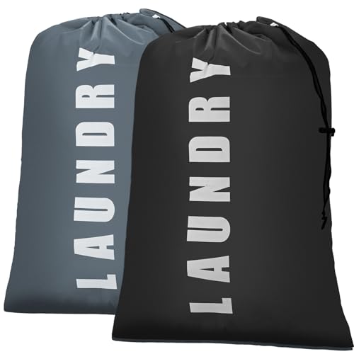 Isink Laundry Bag,2 Pack Travel Laundry Bags for Dirty Clothes,Large Laundry Bags for Camping & Traveling,Dirty Clothes Travel Bag,24" x 36" (Black+ Gray) - color: Laundry Bags (Black+ Gray)
