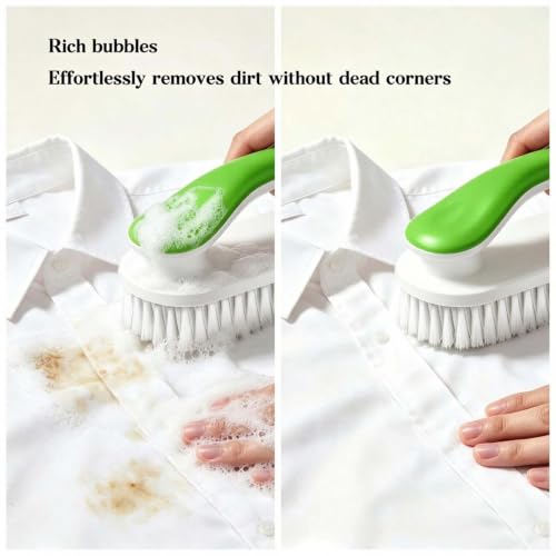 2pc Multi-Purpose Household Cleaning Brush Set, Ergonomic Comfort Grip for Shoe Cleaning, Laundry & Bathroom Cleaning (Green) - color: Green