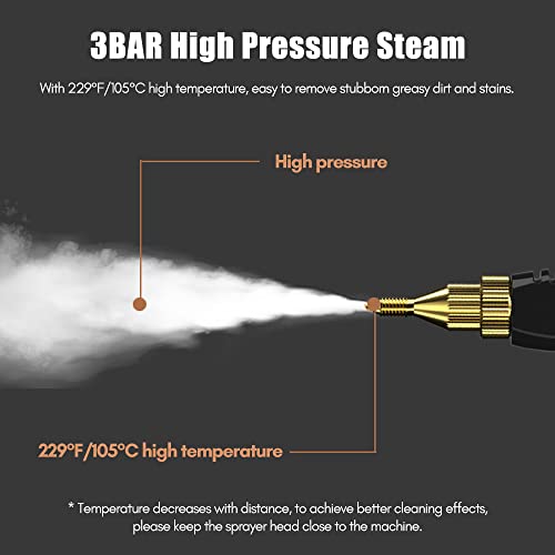 Portable Handheld Steam Cleaner High Temperature Pressurized Steam Cleaning Machine with Brush Heads and Gloves for Kitchen Furniture Bathroom Car - color: White