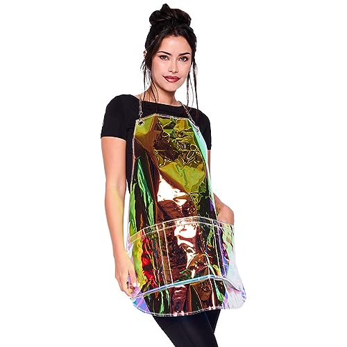 Colortrak Nothing to Hide, Transparent Stylist Apron, One-Size-Fits-Most, Adjustable Chains, Chemical and Waterproof, Vinyl - color: Cosmic Illusions
