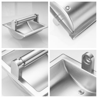 Recessed Toilet Paper Holder Brushed Nickel in Wall Toilet Roll Holder for Mega Roll Metal Bathroom Tp Hanger Storage in Cabinet for Small Spaces Durable Space Saving Design with Mounting Bracket - color: Brushed Nickel