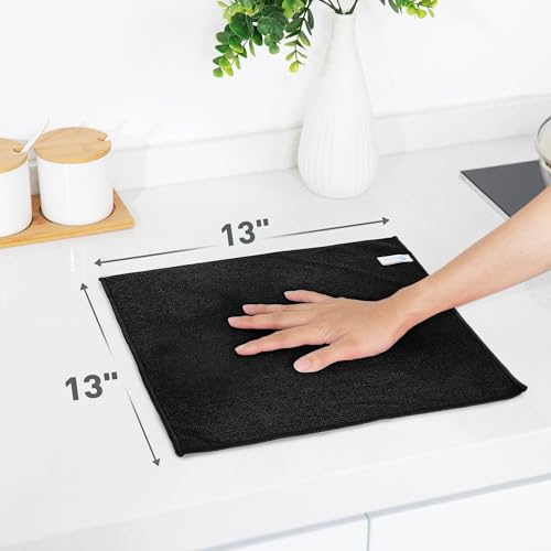 Black Microfiber Cleaning Cloth 13"x13", Ultra Soft Absorbent Microfiber Cleaning Rags for Housekeeping Cleaning Supplies, Lint Free Reusable Cleaning Cloths for House Washable, Pack of 12 - color: Black, size: 12-Pack (13"x13"）