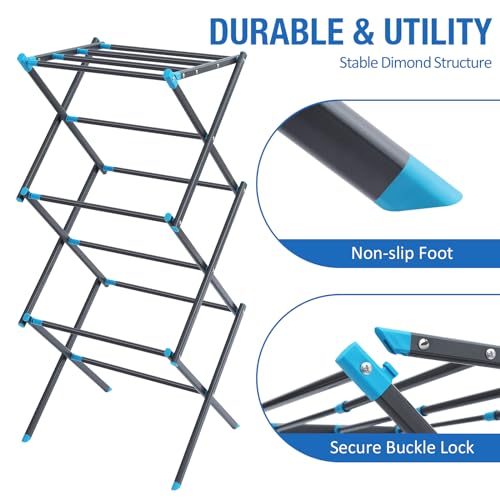 APEXCHASER Oversize 3-Tier Clothes Drying Rack, No Install, Graphite - color: Graphite