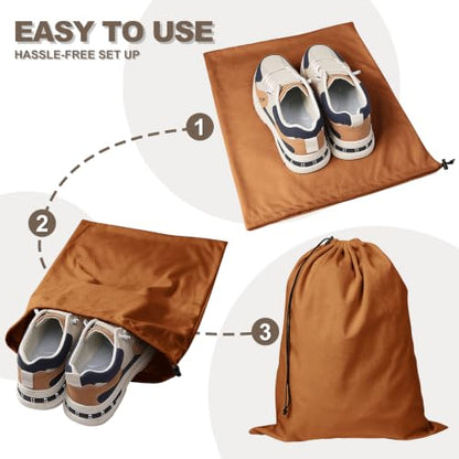 5 Pack Shoe Bags for Travel, Washable Dust Bags Drawstring Travel Shoe Bag - color: Brown