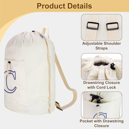 Laundry Bag Backpack Personalized Initial Canvas Laundry Bag, Letter C - color: Letter C, size: X-Large