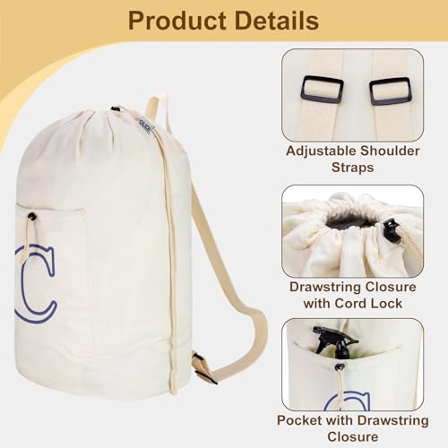 Laundry Bag Backpack Personalized Initial Canvas Laundry Bag, Letter C - color: Letter C, size: X-Large