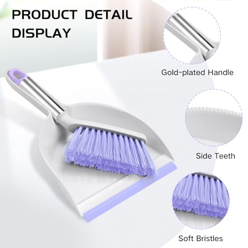 NACENA Mini Broom and Dustpan Set,Small Dust Pan and Brush Set,Light&Purple - color: Light & Purple, size: 1 Pack
