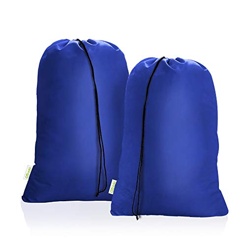 OTraki 28x45 inch Extra Large Laundry Bag 2 Pack Drawstring Laundry Hamper Bag Heavy Duty Dirty Clothes Bag Washable Organizer Storage for Camp Drying Do Not Exceed 176℉ Blue - size: 28x45 inch