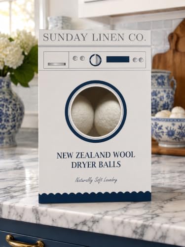 Wool Dryer Balls, 100% New Zealand Wool, Reusable, Natural Fabric Softener, 6 Pack