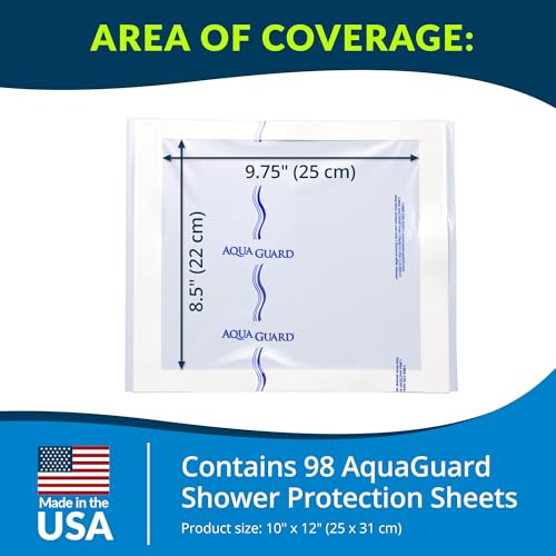 AquaGuard Wound Cover for Showering, 10 in x 12 in, 98 Shower Sheets - size: 10" x 12", style: Case of 98 Sheets