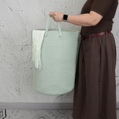 XUANGUO Cotton Rope Laundry Basket Hamper for Clothes,Large green - color: green, size: Large