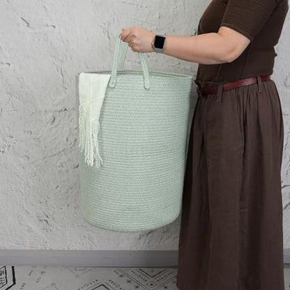 XUANGUO Cotton Rope Laundry Basket Hamper for Clothes,Large green - color: green, size: Large