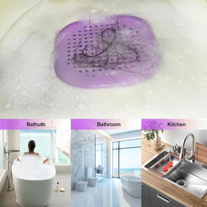 Bovinde Hair Drain Catcher,Square Cover for Shower 2 Pack (Purple Green) - color: Purple Green