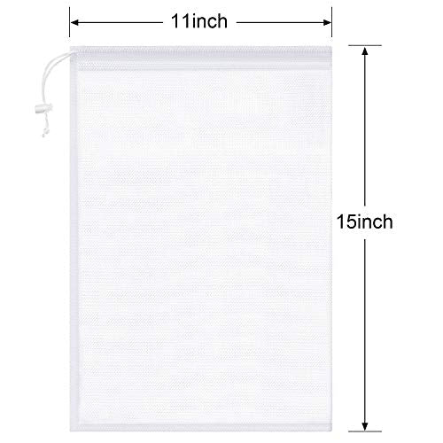 Frienda 6 Pieces Mesh Stuff Sack, 11 x 15 Inch Durable Nylon Mesh Drawstring Laundry Bag for Rinsing Beach Toys, Seashell Collecting, Mesh Bags and Travel (White) - color: White
