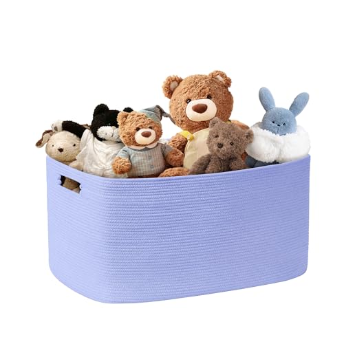 60L Woven Laundry Basket Hamper with Handles, Blue Purple - color: Blue Purple, size: 60L