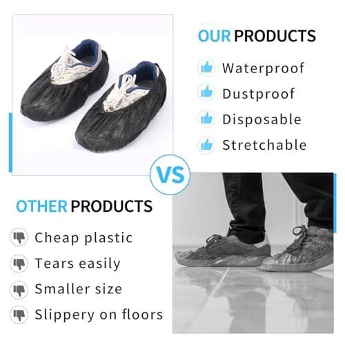 Frontline Shoe Covers Disposable Non-Slip, Premium Non-Woven Durable Booties Shoes Covers – Water Resistant Thick Anti-Slip - One Size Fits Most by Frontline (Black 1000 Pack) - size: Black 1000 Pack