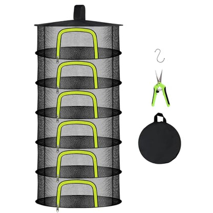 Doacpr 6-Layer Hanging Herb Drying Rack, Foldable Mesh Net with Zipper - size: 6 Layers-23.62''
