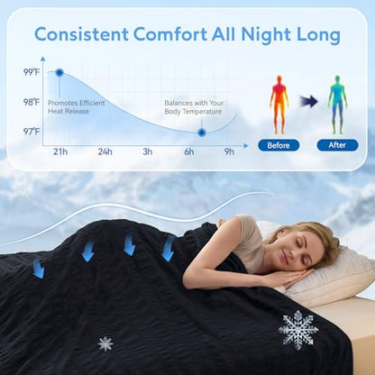 GEMBED Summer Cooling Blanket for Hot Sleepers - King Size, 90"x108" - color: Black, size: King (108"x90")