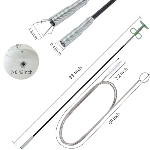 Upgraded 35-Inch Drain Snake Hair Drain Clog Remover, Flexible Grabber Tool with Bonus 60-Inch Drain Brush
