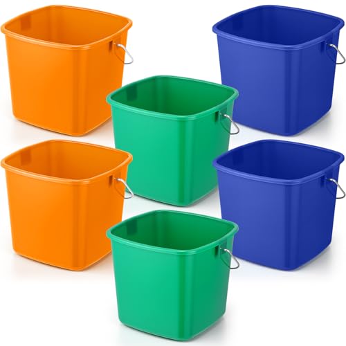 Zhehao 6 Pcs 3 Quart Small Sanitizer Cleaning Bucket, Orange, Green, Blue - color: Orange, Green, Blue