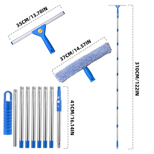 122'' Window Squeegee, 2 in 1 Outdoor Window Cleaning Tools - size: 15.74-122in