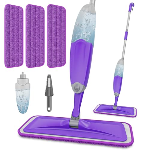 HOMTOYOU Spray Mops for Floor Cleaning: Wet Mop for Hardwood Tile Wood - color: Purple