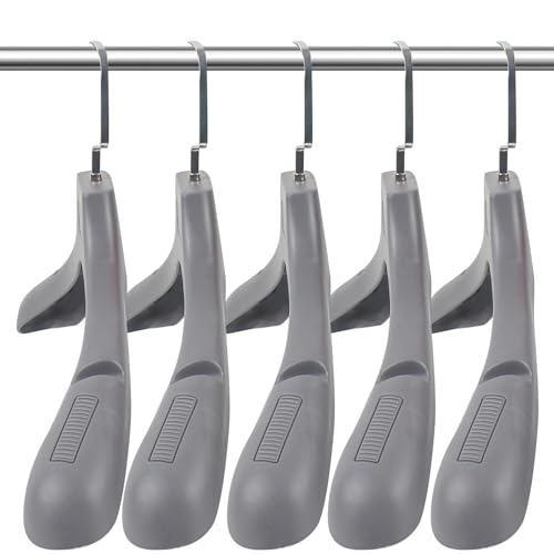 DEDU Suit Hangers for Men 20 Pack, Sweater Hangers No Shoulder Bump Non Slip Width 17.7", Plastic Clothes Hangers Grey with Metal Hook - color: Grey-20