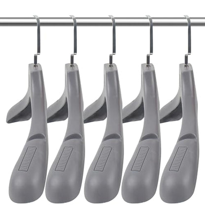 DEDU Suit Hangers for Men 40 Pack, Extra Wide Suit Hanger Non Slip Width 17.7", Thick Plastic Coat Hangers Grey with Metal Hook - color: Grey-40