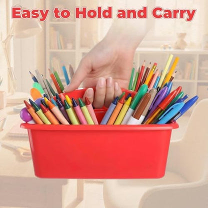 Kathfly 12 Pack Classroom Caddy Organizer with Handle Bulk, Blue Red - color: Blue Red