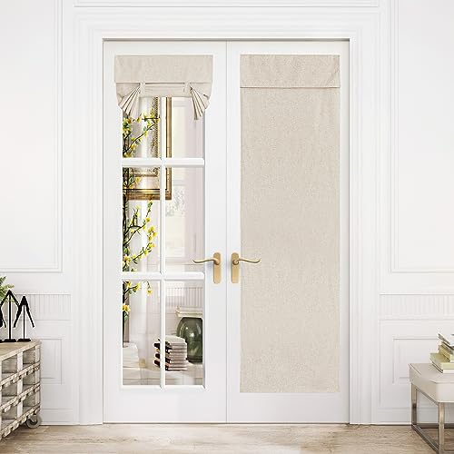 NICETOWN Linen French Door Curtains, Privacy Curtains for Window - color: Beige, size: 26"W x 72"L (Pack of 1)