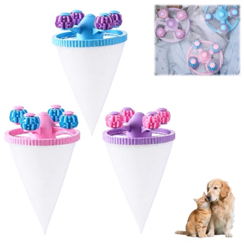 3Pack Washing Machine Hair Filter Mesh Bags,Washing Machine Conical Lint Collectors,Floating Filter,Reusable Washing Machine Hair Collectors for Cat and Dog Hair (3)