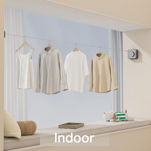 Retractable Clothesline Indoor Outdoor, Clothes Line Retracting Indoor, Retractable Clothes Line Wall Mounted Drying Rack Clothing Line, Laundry Line with Stainless Steel Line-15.1 Feets(Grey) - color: Black