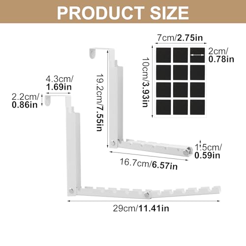 2-Packs Over the Door Hanger Hooks with Extra Anti-Slip Pads, No-Drill Door Hanger, Metal Folding Clothes Drying Racks for Laundry Room, Bathroom, Bedroom and Small Space