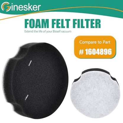 4 Pack Replacement Filters for Bissell Powerforce Compact Lightweight Upright 2112 1520 Turbo Bagless 2690 Cleanview Vacuum Cleaner, Compare to Part #1604896