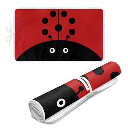 Cute Iron Mat Blanket Travel Foldable Ladybugs Ironing Pad Fabric Ironing Board Cover for Top of Tabletop,Brown Thick & Large Portable Iron Pads 32 x 16 Inch - color: Ladybugs